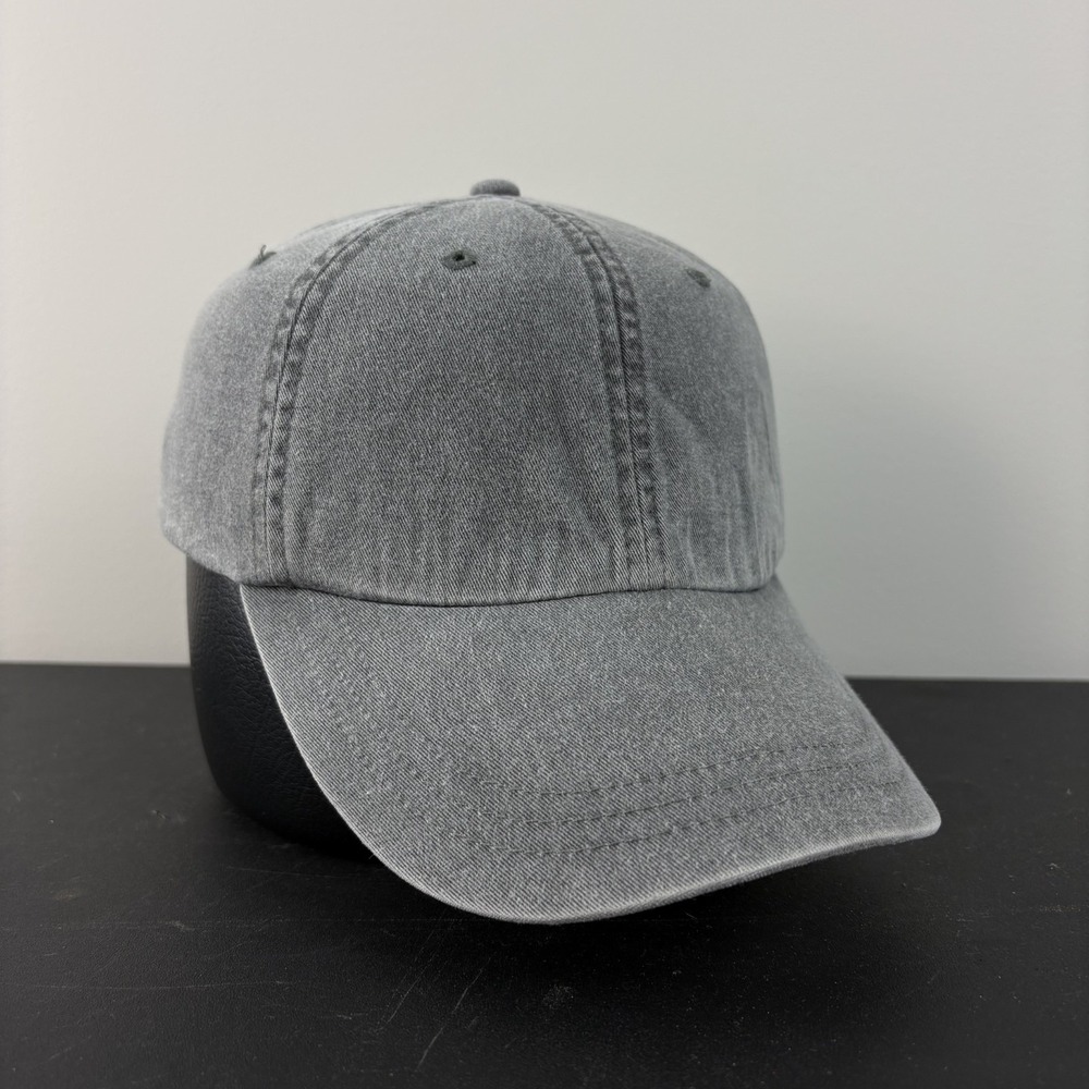 Vintage Y2K Adams Washed Grey Blank Dad Hat Charcoal Cap Strapback Adjustable
